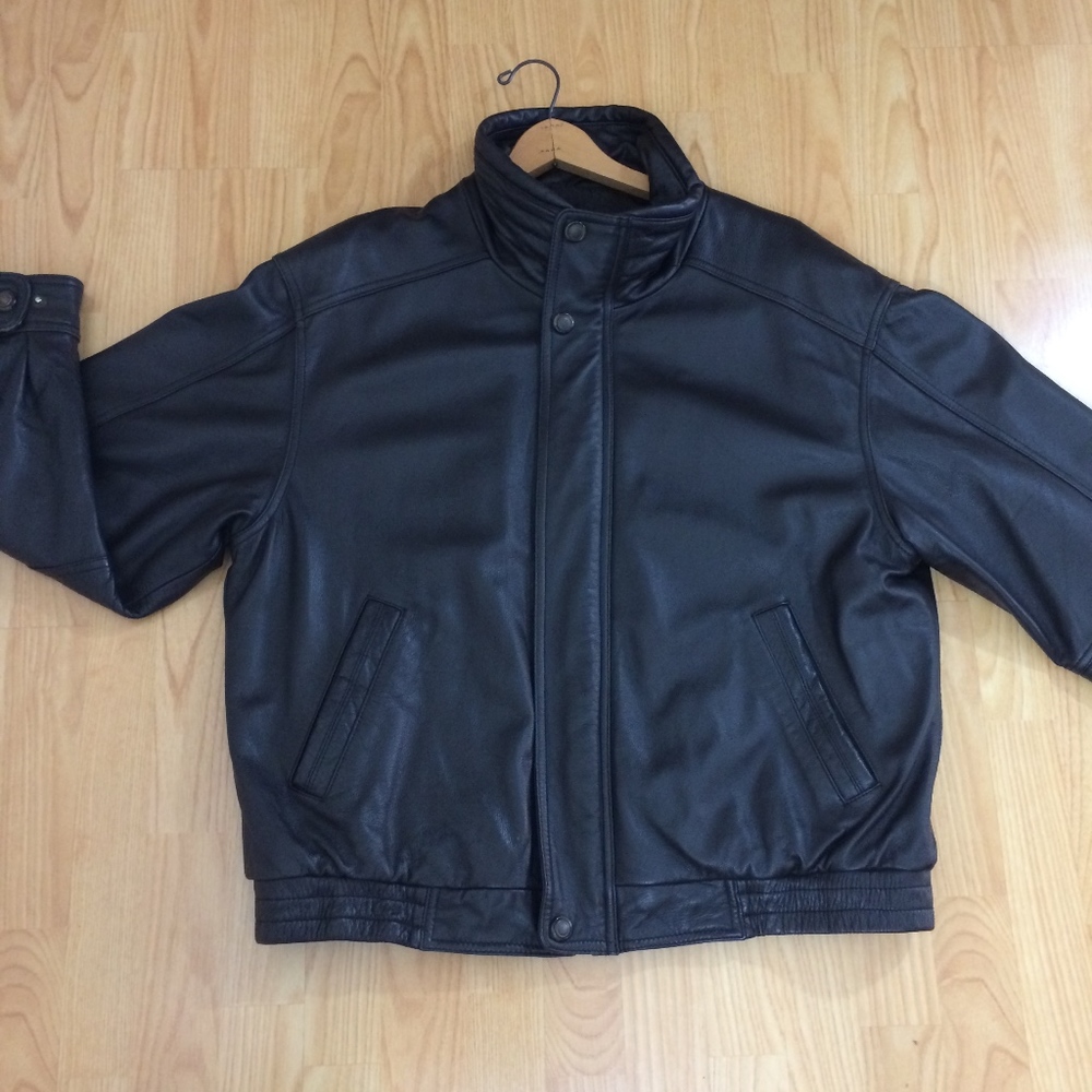 Vintage brown leather jacket sz L bomber